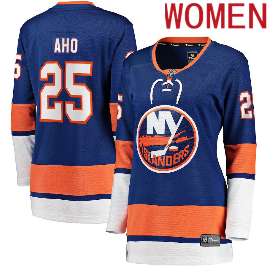 Women New York Islanders 25 Sebastian Aho Fanatics Branded Royal Home Breakaway Player NHL Jersey